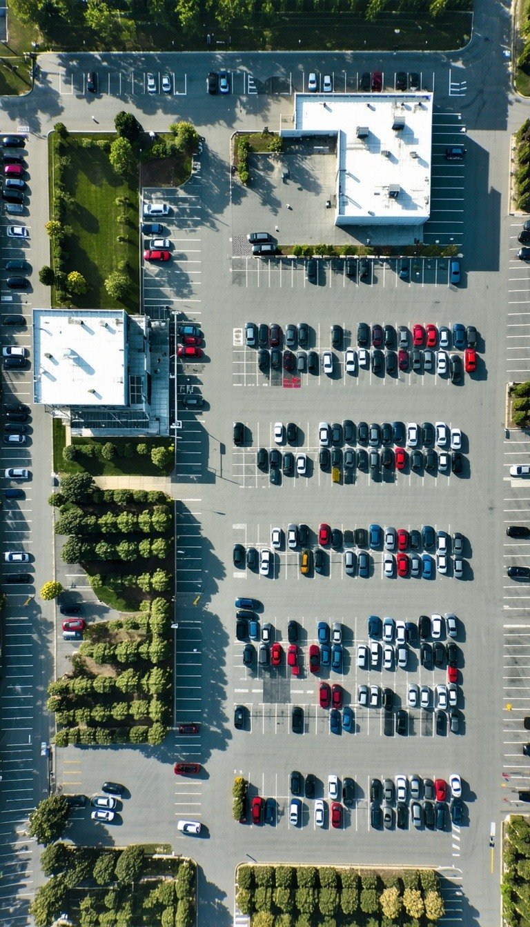 Photo of a car dealership parking lot